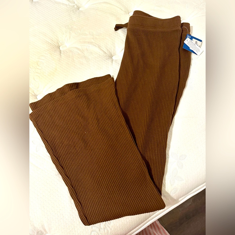 NWT waffle knit drawstring flare lounge pants